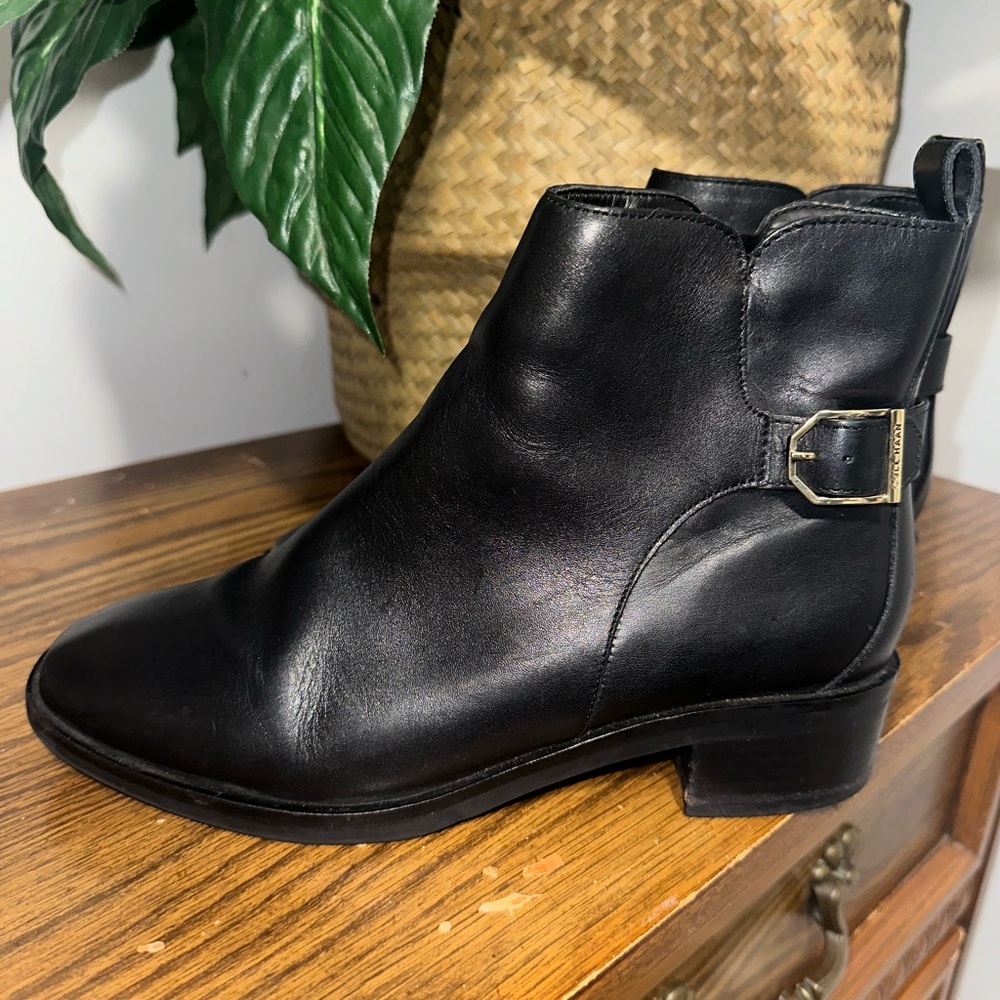 Cole Haan Kimberly Leather Waterproof Ankle Booties with Gold Buckle - Picture 3 of 8